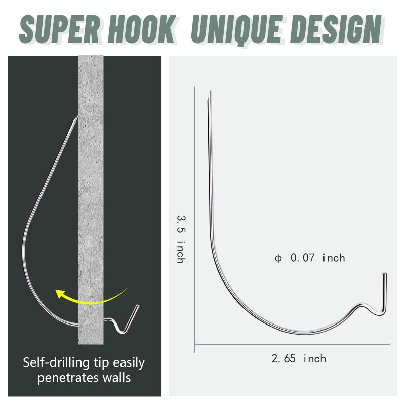 Furhua Super Hooks Picture Hanger,Gorilla Hooks - Hang Art, Clock, Shelves, Mirrors, Frames, or Planters for Home and Office Decorations-30pcs - Image 2